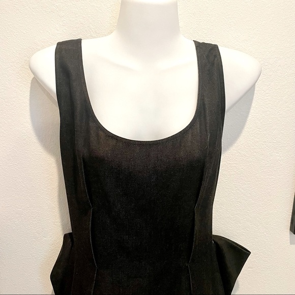LANVIN Black Cotton Denim Bow-Back Snap Dress US 4 - Picture 3 of 10